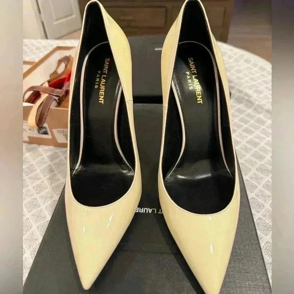 Saint Laurent Opyum Off White Patent Leather Heels Size 40 Retail $995 - Picture 4 of 4